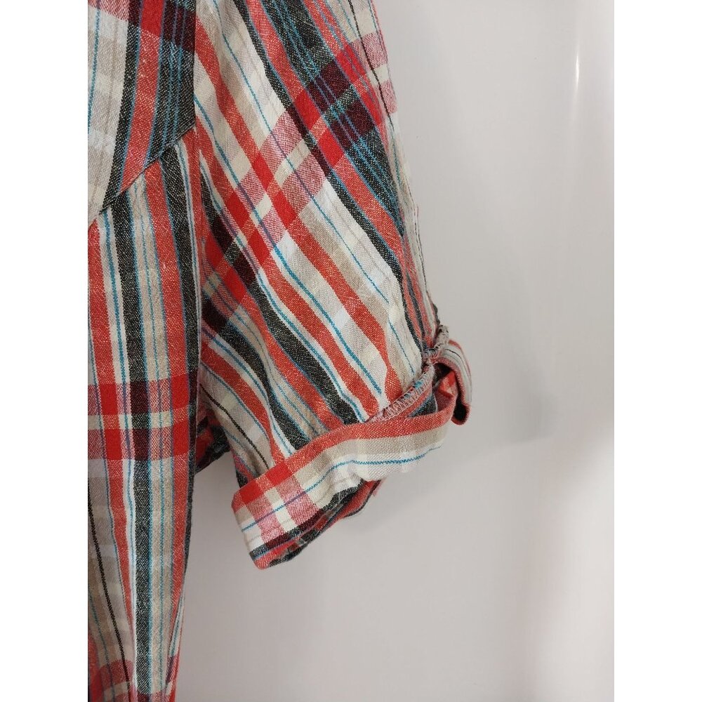 VTG White Stag Linen Blend Casual Button Up Plaid Dress Women's Size 16W - Picture 5 of 12